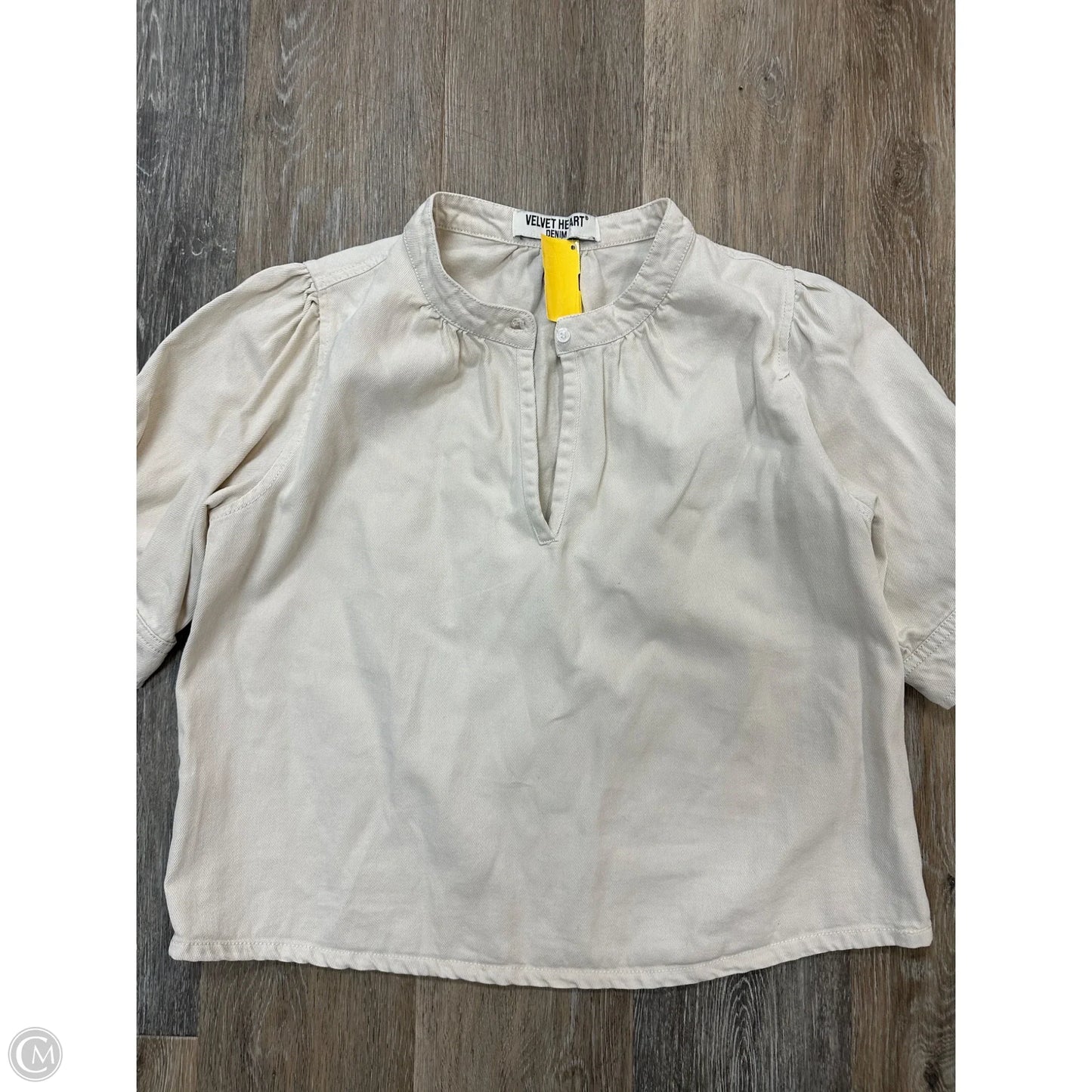 Blouse Short Sleeve By Velvet Heart In Cream Denim, Size: M
