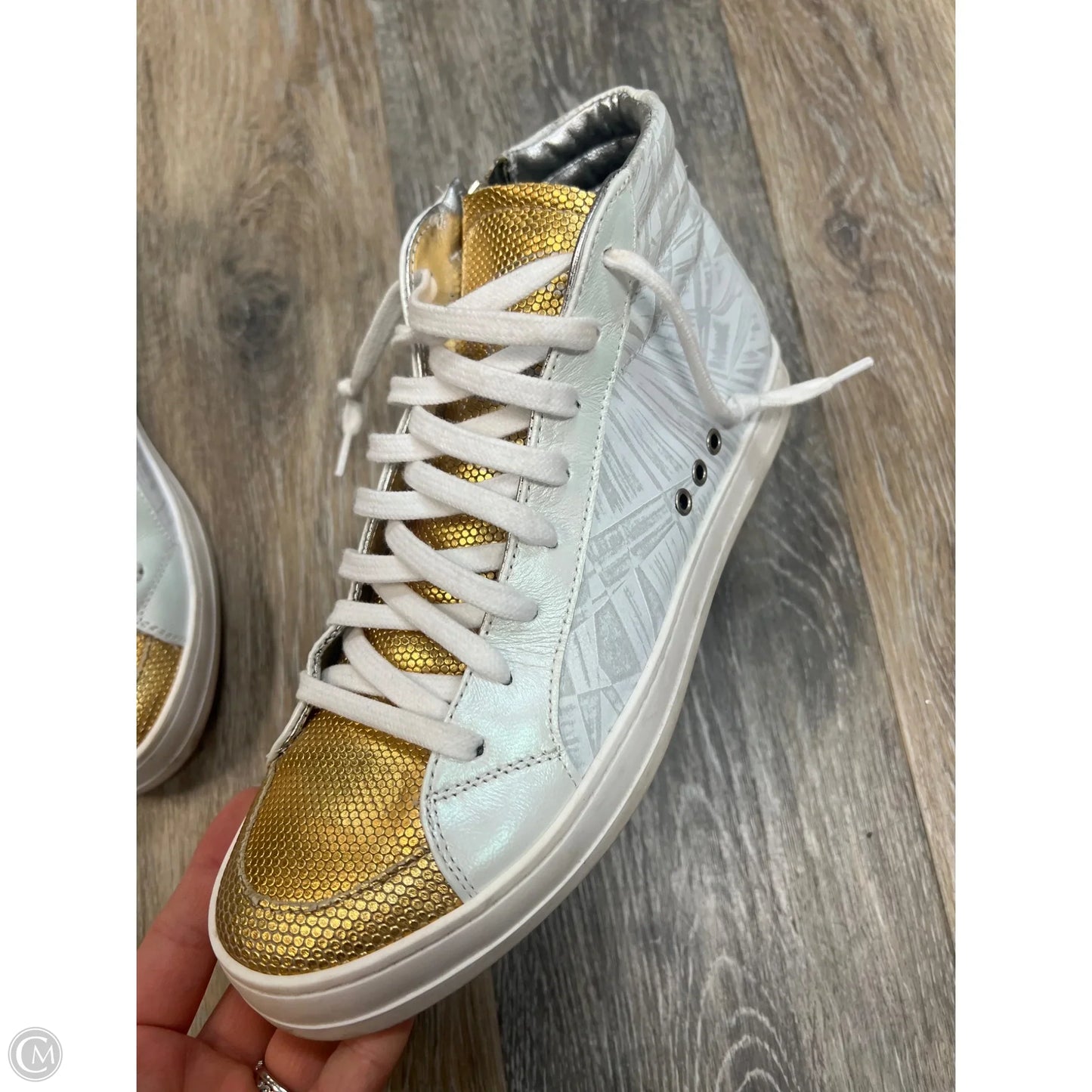 Shoes Sneakers By P448 In Gold & White, Size: 7