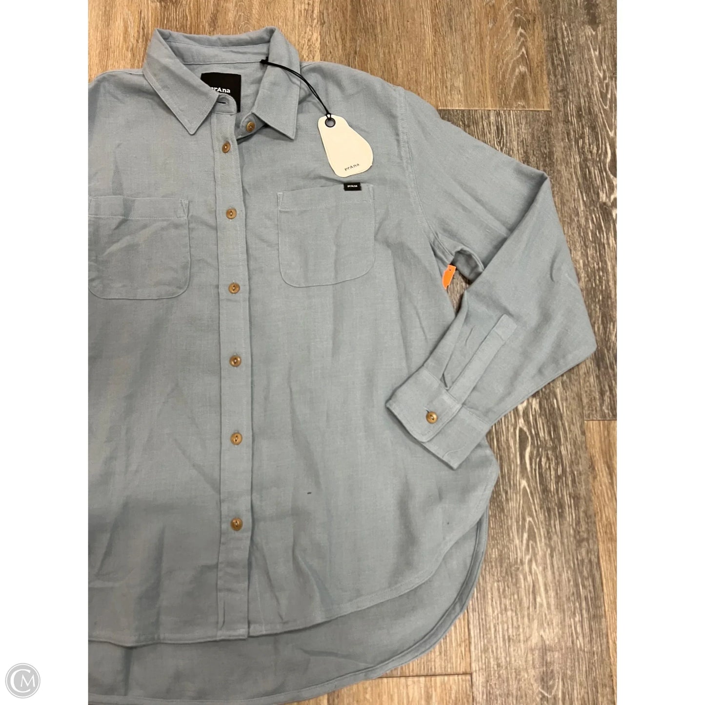 Blouse Long Sleeve By Prana In Blue, Size: S