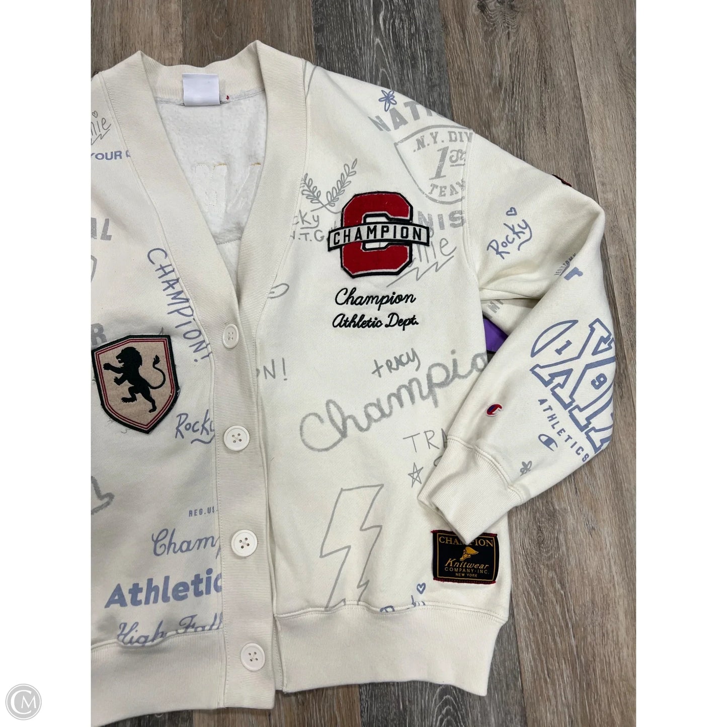 Sweater Cardigan By Champion In Cream, Size: M
