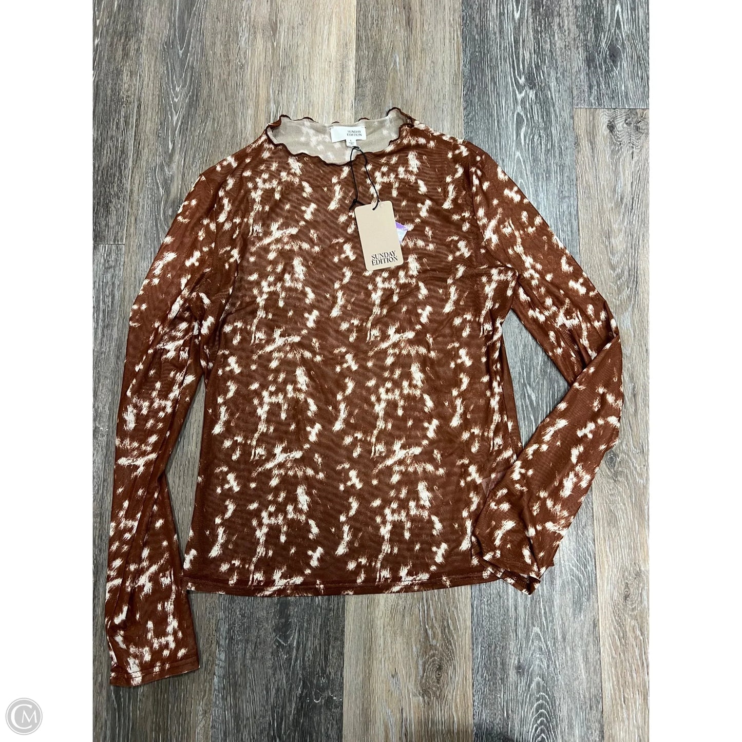 Top Long Sleeve By Clothes Mentor In Brown, Size: L