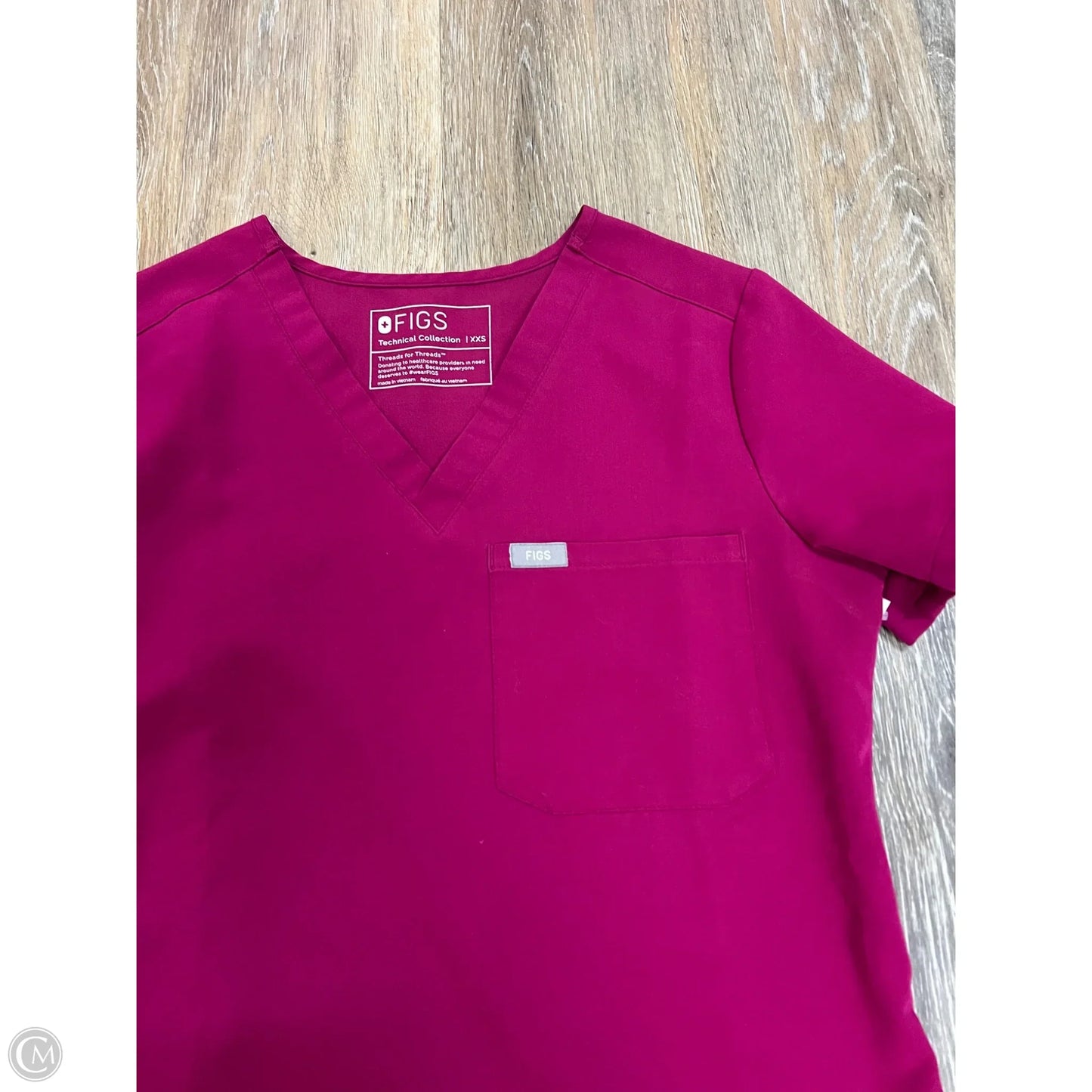 Scrub Top Short Sleeve By Figs In Pink, Size: Xxs