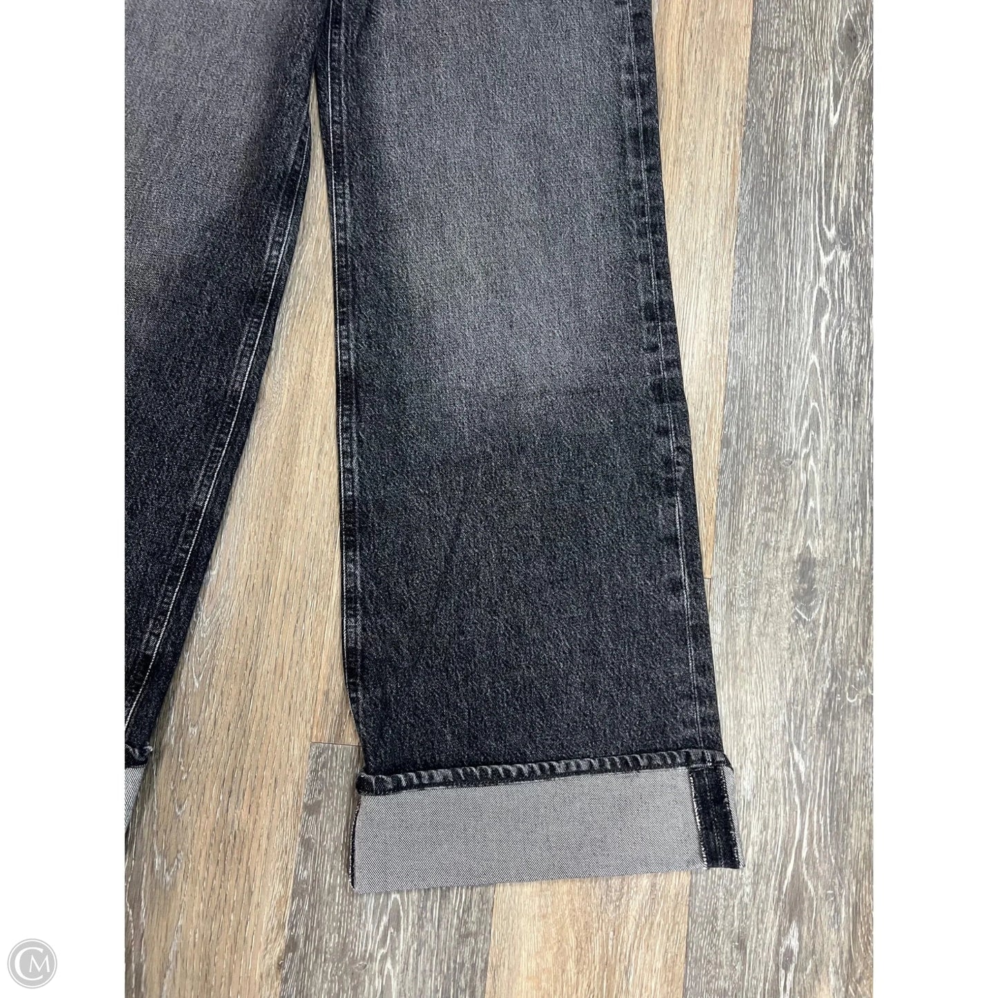 Jeans Wide Leg By Agolde In Black Denim, Size: 0/24