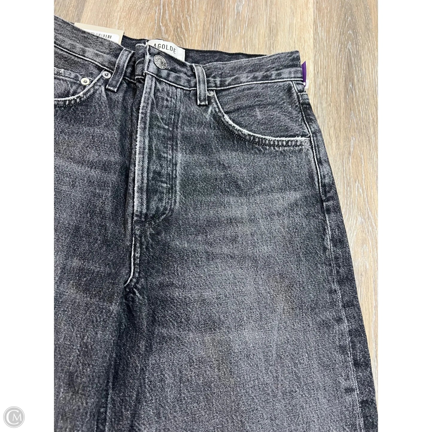 Jeans Wide Leg By Agolde In Black Denim, Size: 0/24