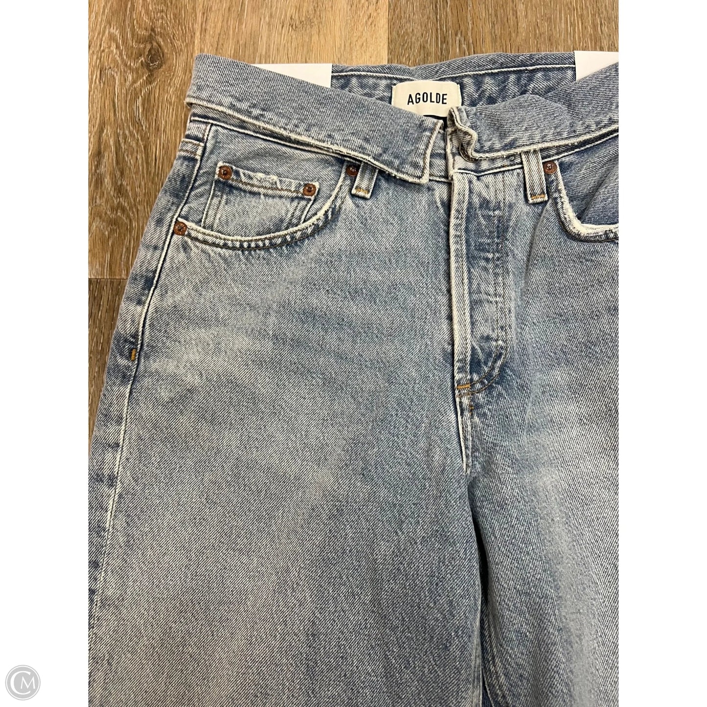 Jeans Straight By Agolde In Blue Denim, Size: 1/25