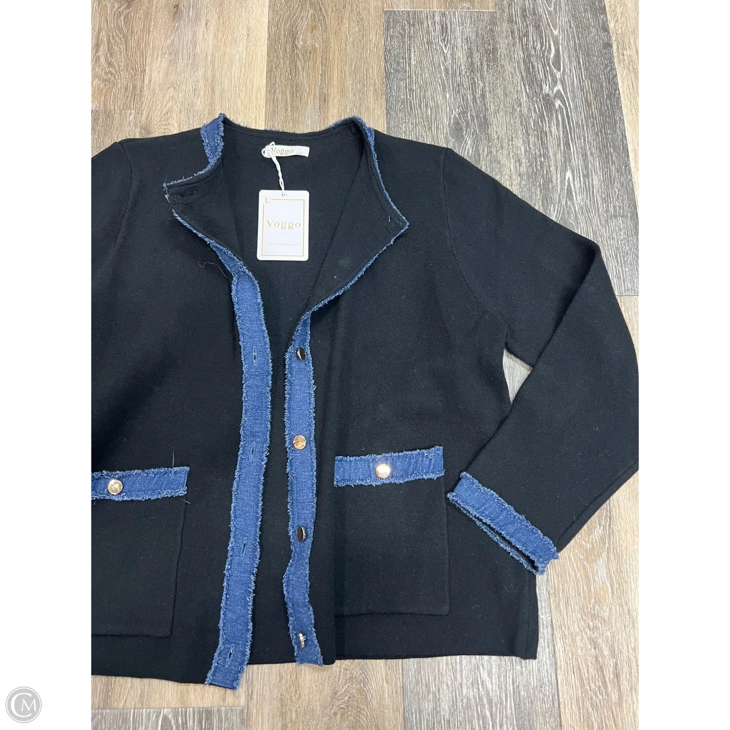 Sweater Cardigan By Voggo In Black, Size: L