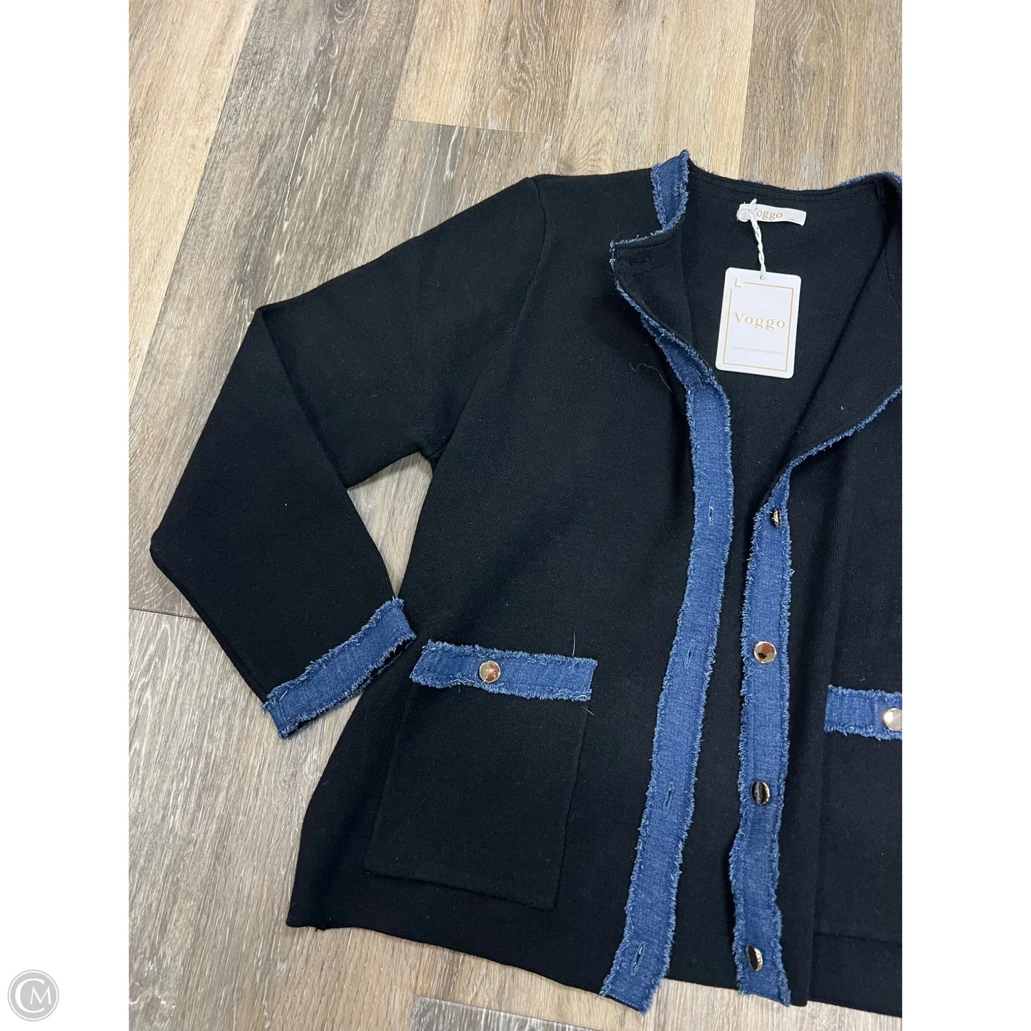 Sweater Cardigan By Voggo In Black, Size: L