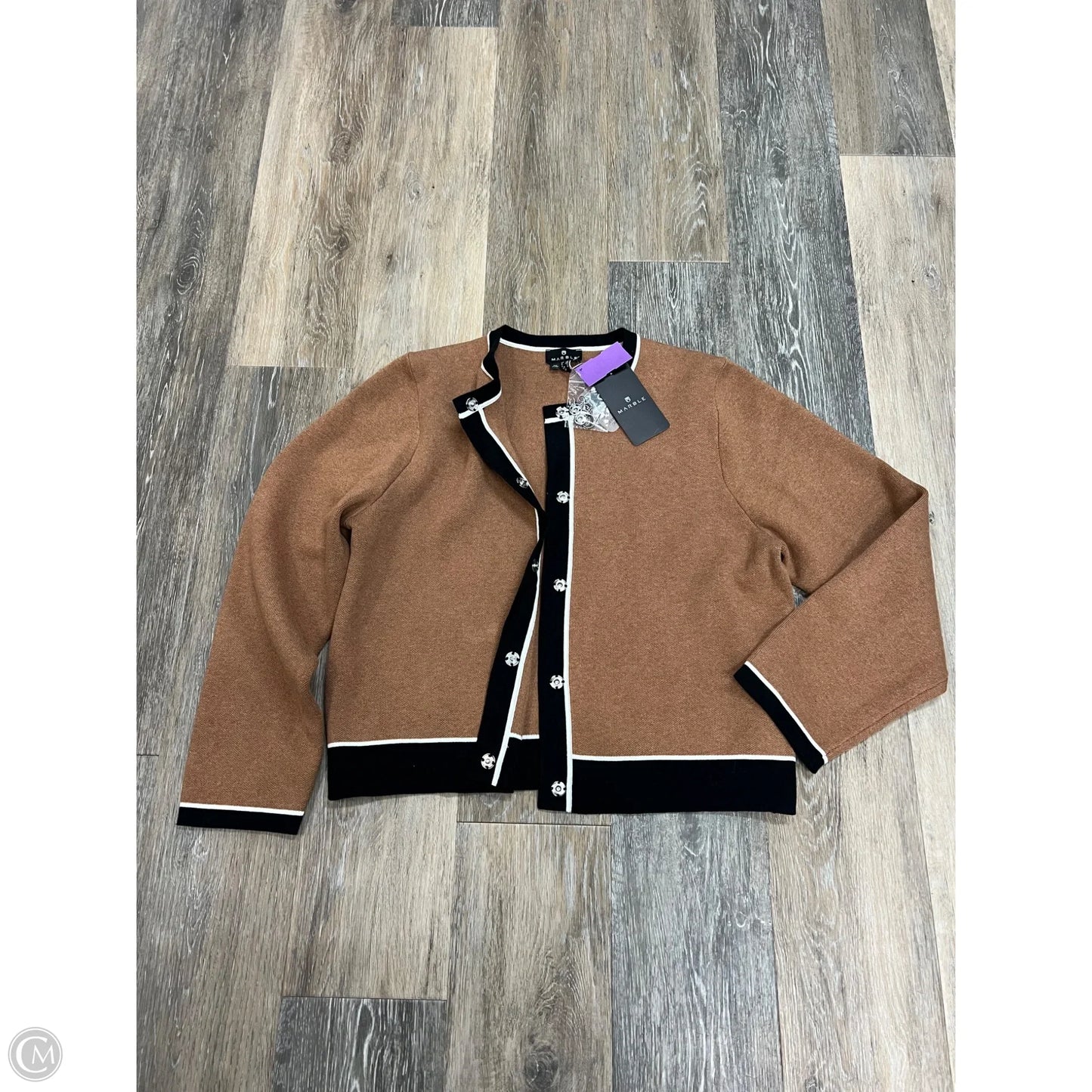 Sweater Cardigan By Marble In Tan, Size: S