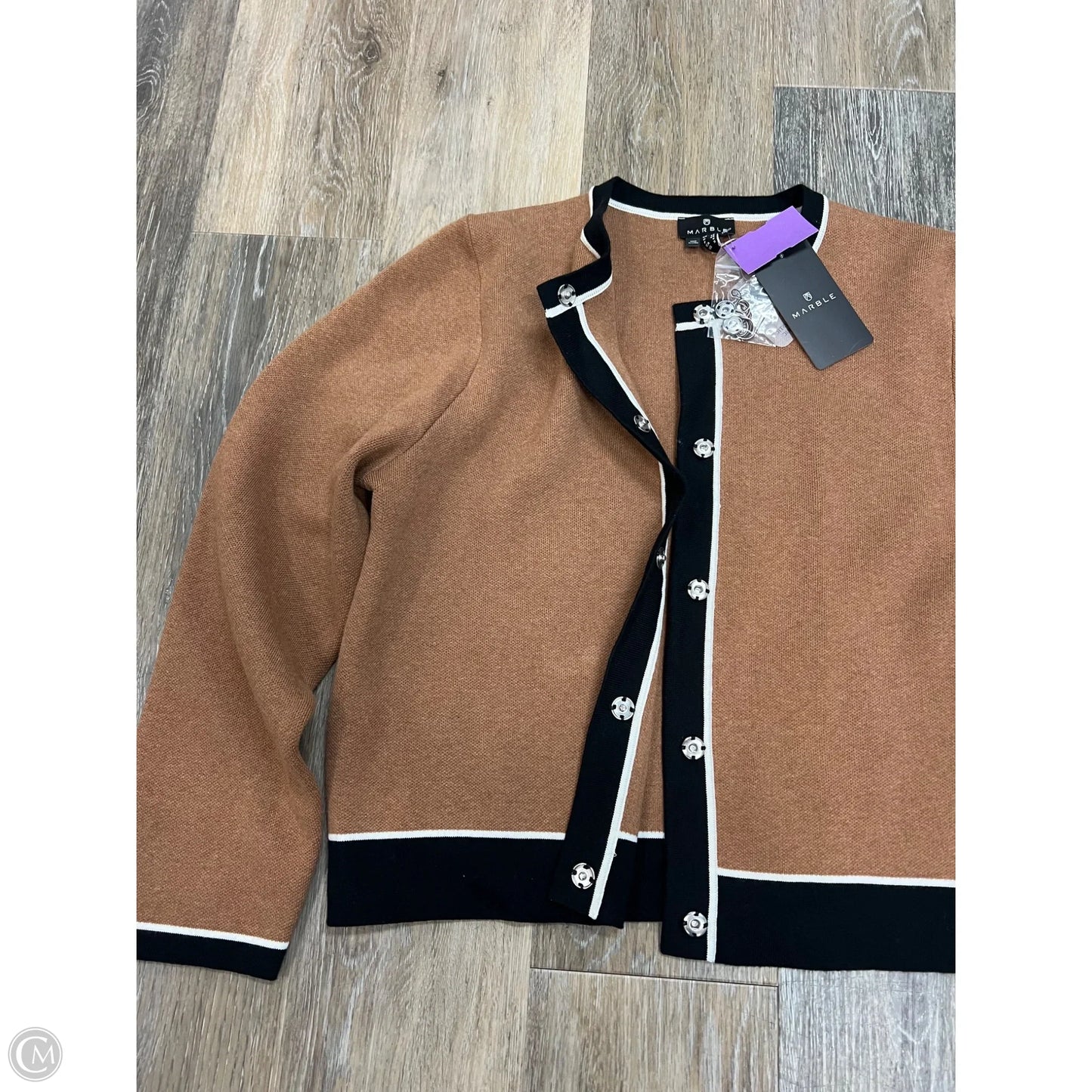 Sweater Cardigan By Marble In Tan, Size: S