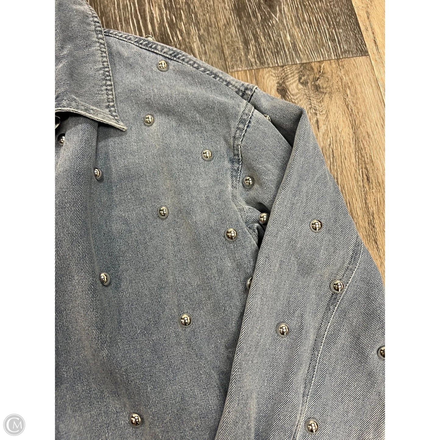 Blouse Long Sleeve By Lov Lov  In Blue Denim, Size: M