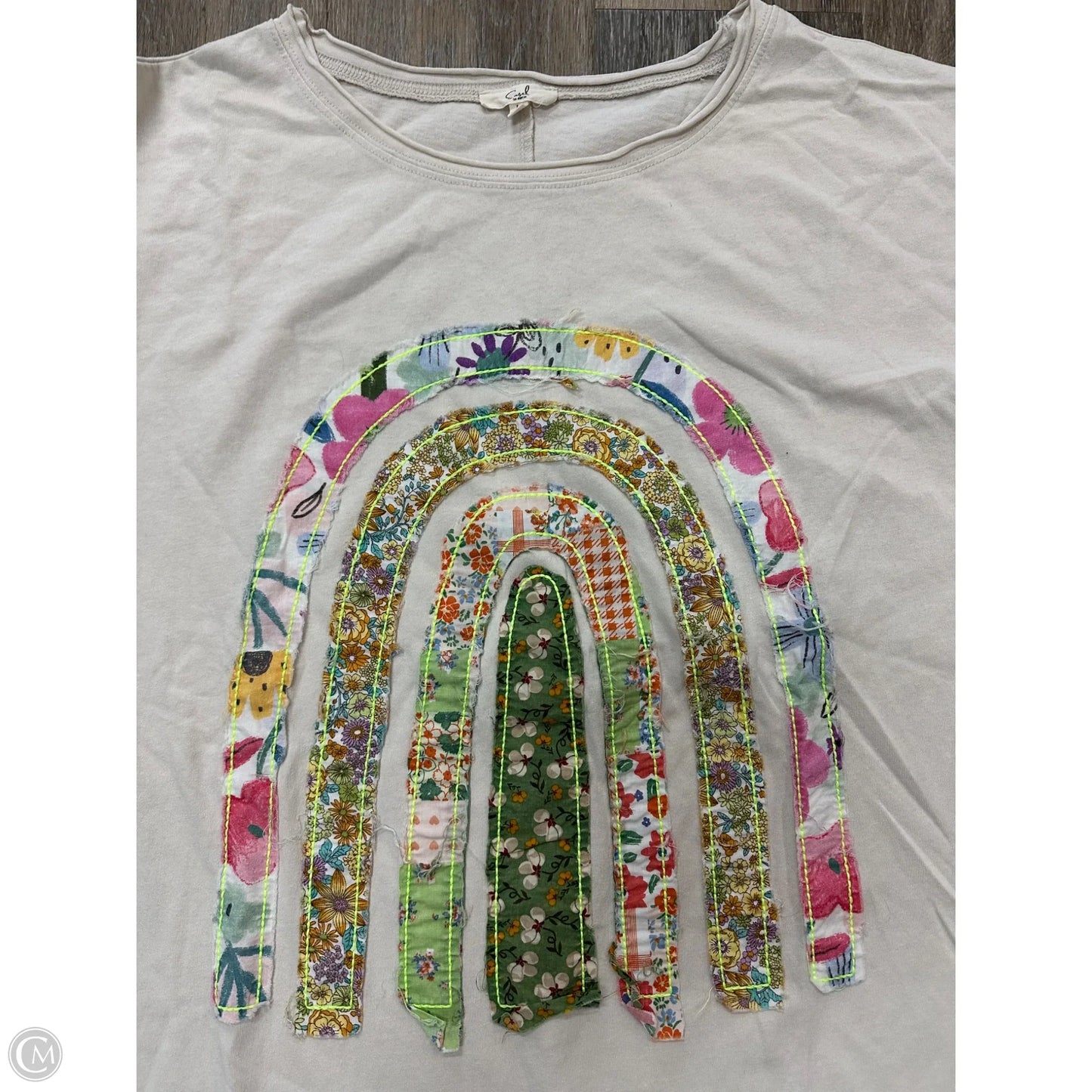 Top Short Sleeve By Easel In Cream, Size: L
