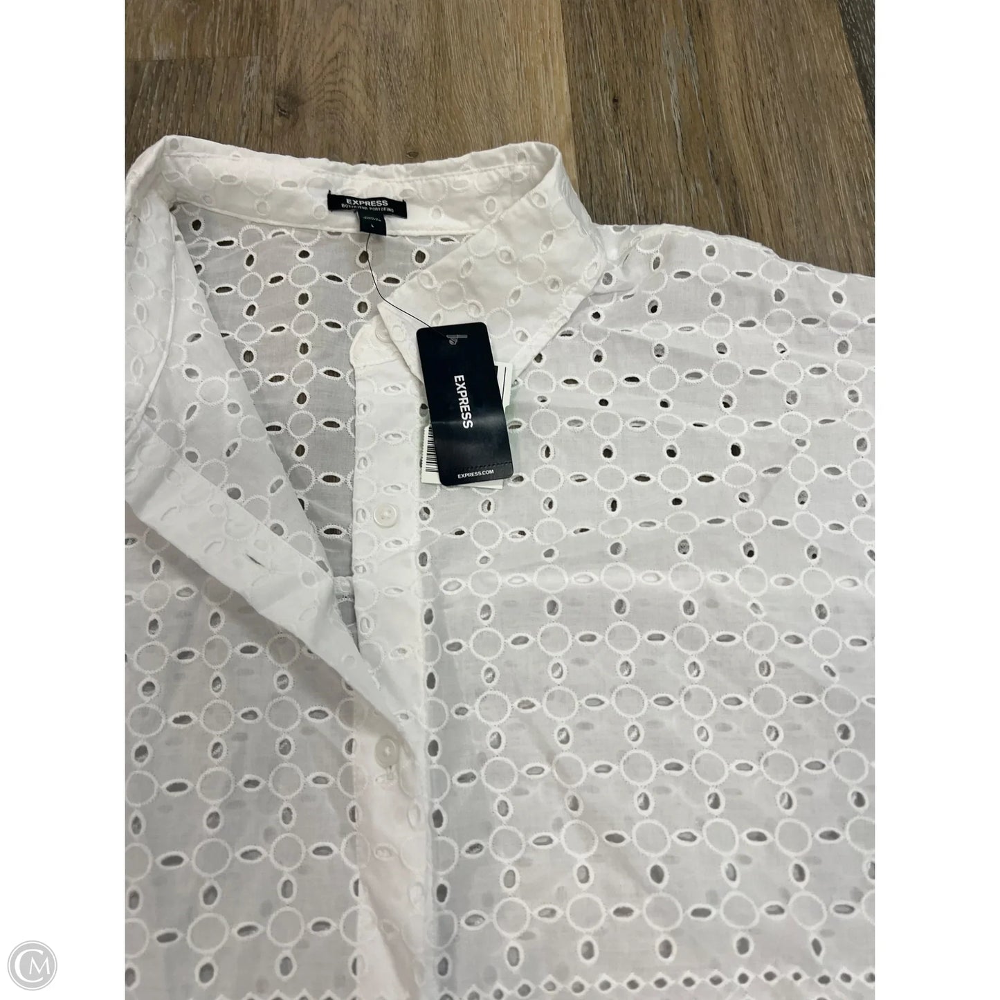 -Blouse Long Sleeve By Express In White, Size: L