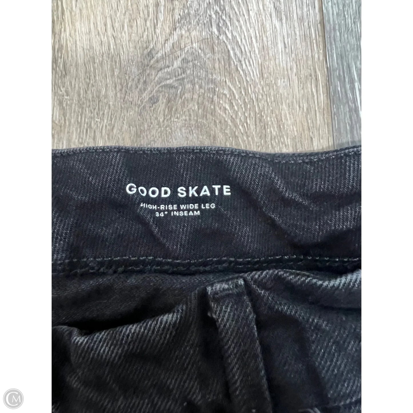 Jeans Wide Leg By Good American In Black Denim, Size: 16
