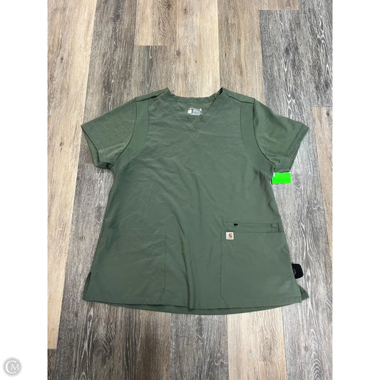 Scrub Top Short Sleeve By Carhartt In Green, Size: L