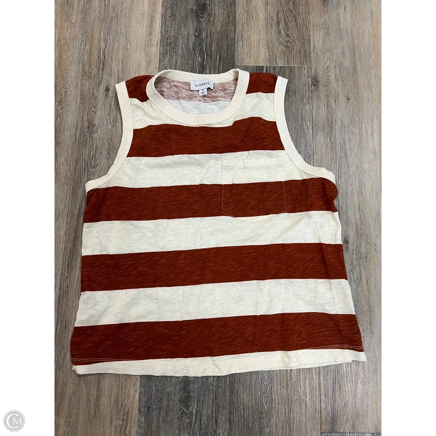 Top Sleeveless By Evereve In Orange & White, Size: M