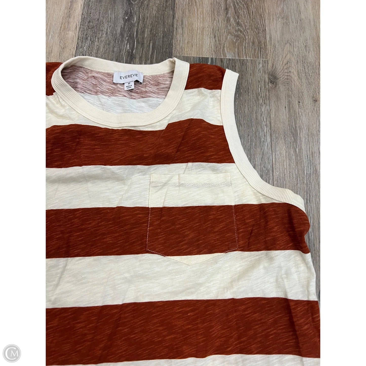 Top Sleeveless By Evereve In Orange & White, Size: M