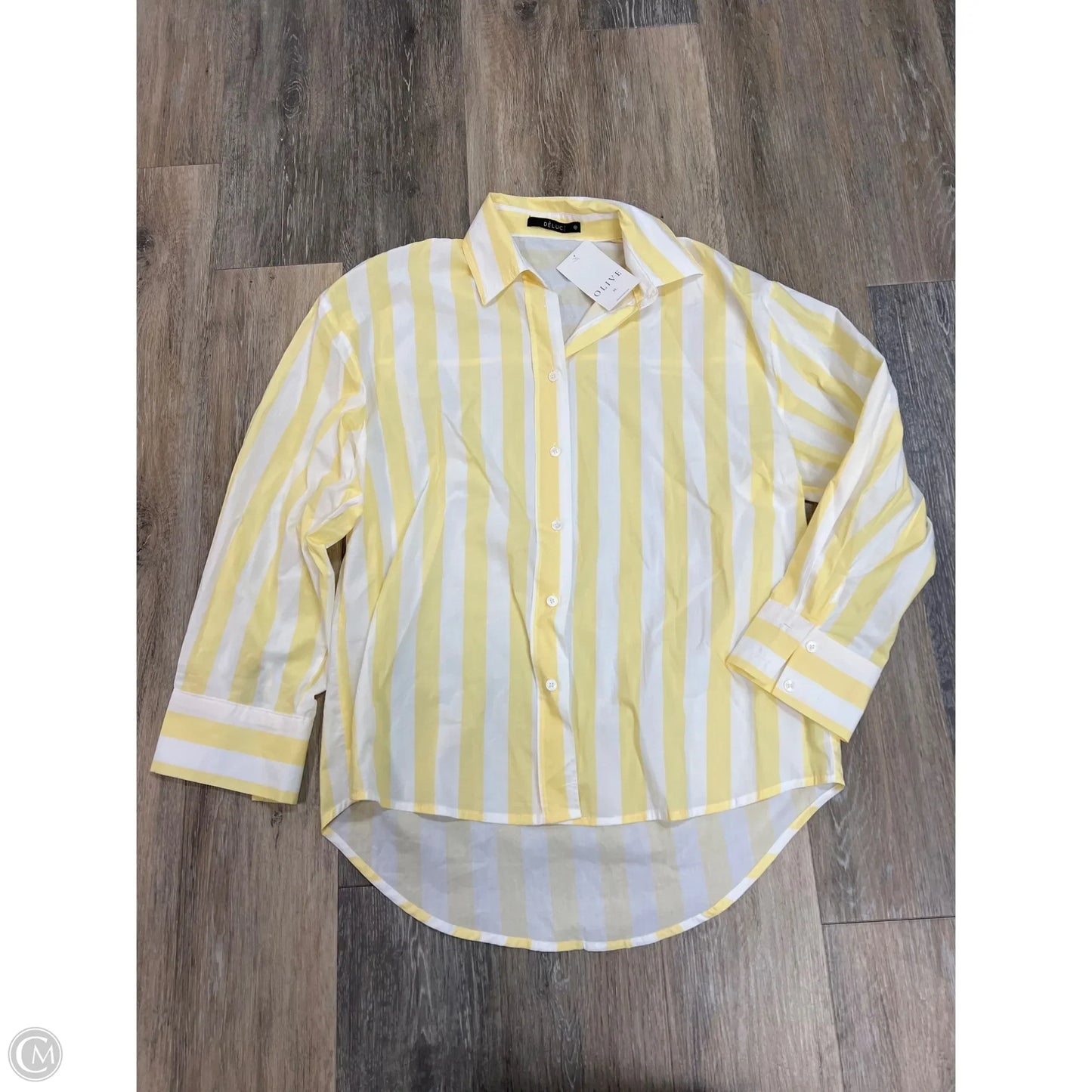 Blouse Long Sleeve By Deluc In Yellow, Size: M