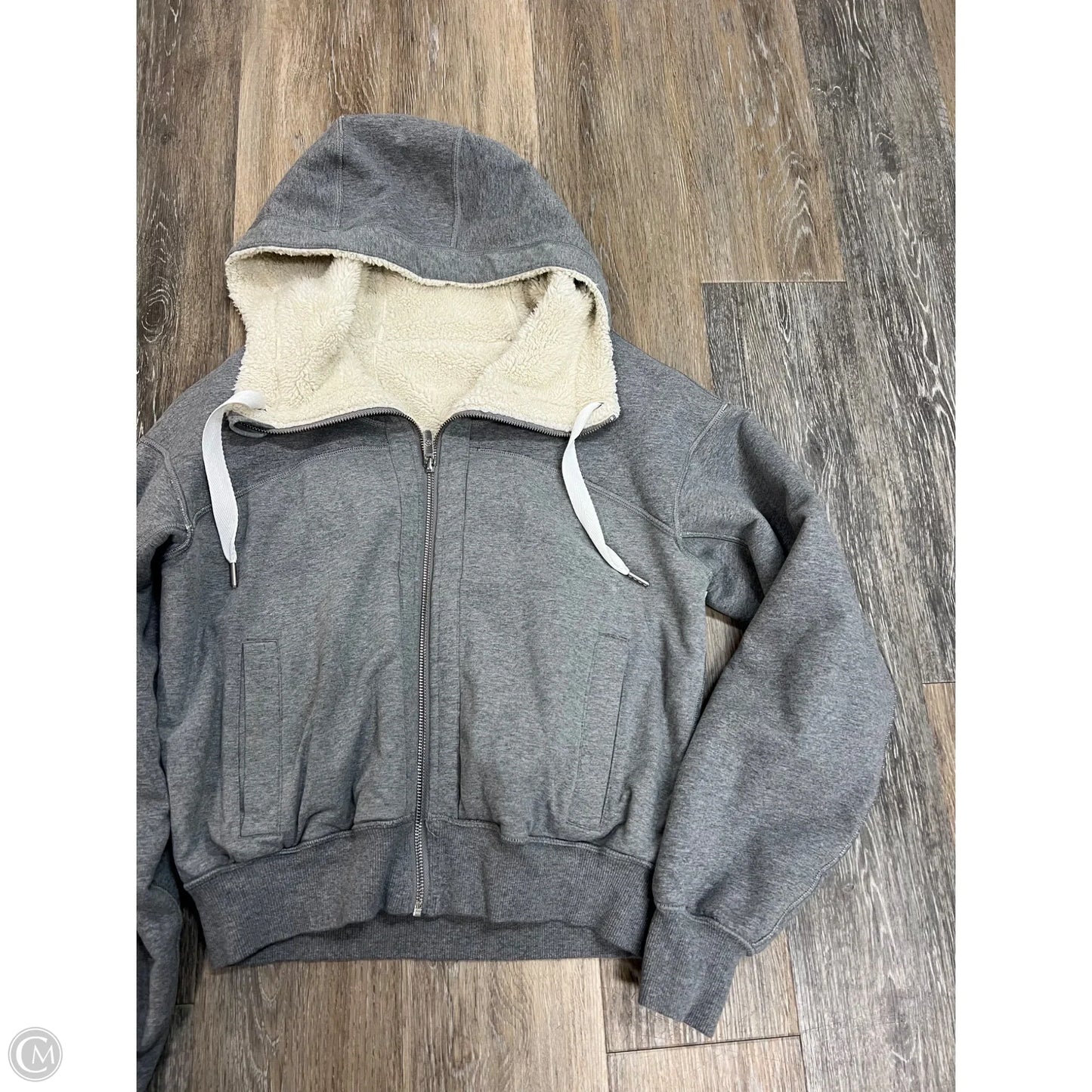 Athletic Sweatshirt Hoodie By Lululemon In Grey, Size: M