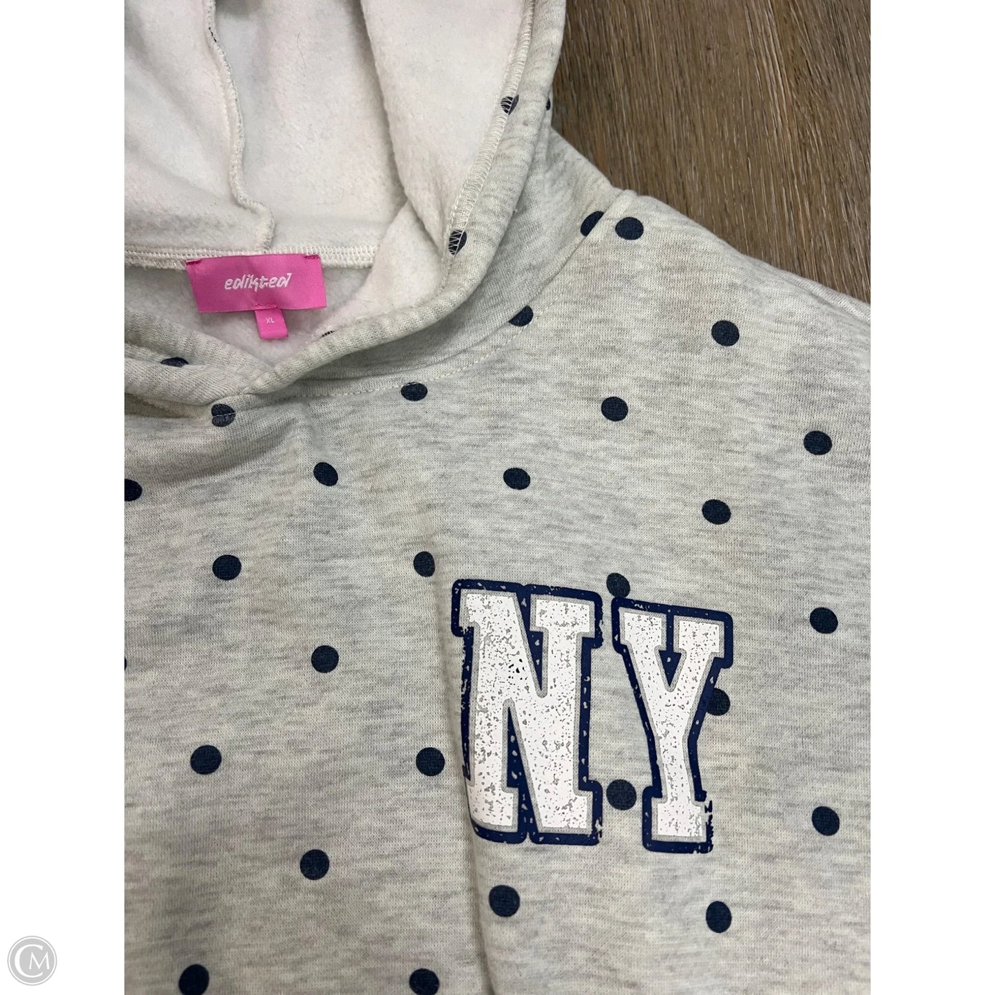 Sweatshirt Hoodie By Edikted In Polkadot Pattern, Size: Xl