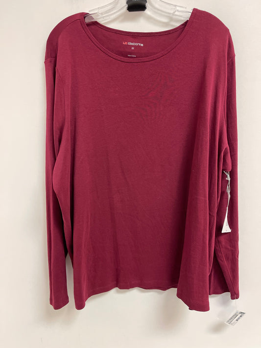 Top Long Sleeve By Liz Claiborne In Red, Size: 3x