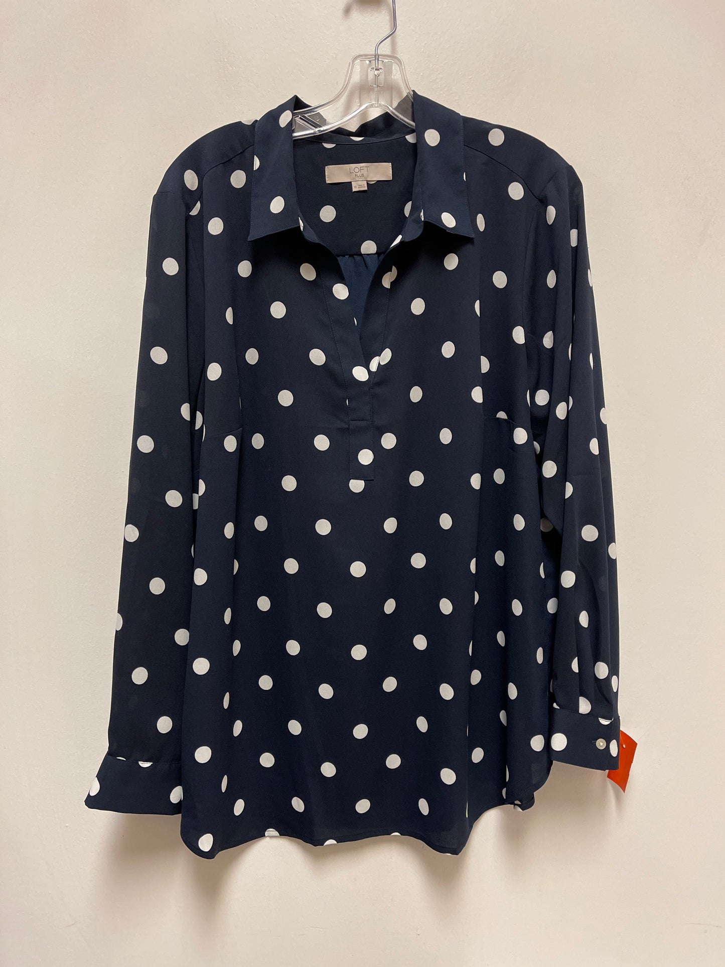 Top Long Sleeve By Loft In Polkadot Pattern, Size: 2x