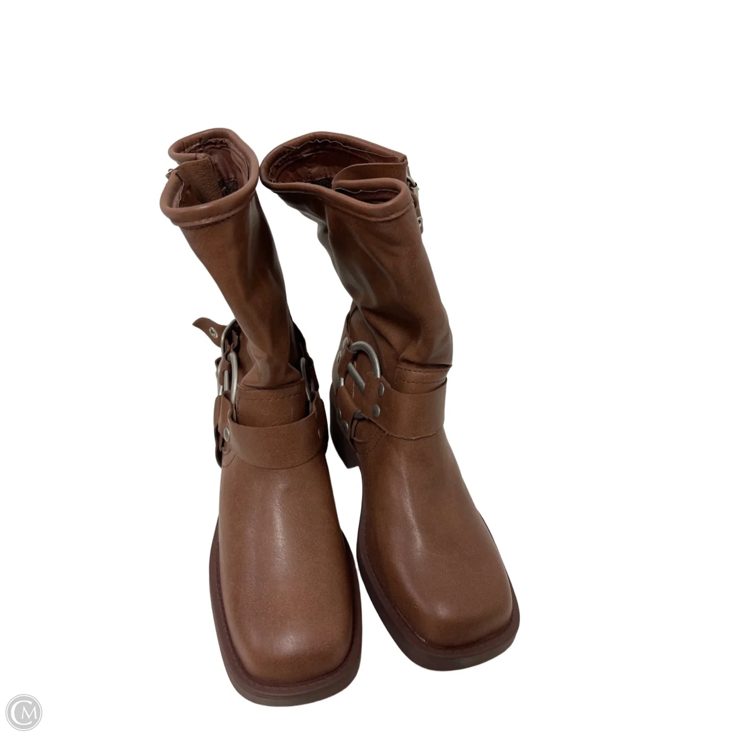 Boots Ankle Heels By Forever In Brown, Size: 9