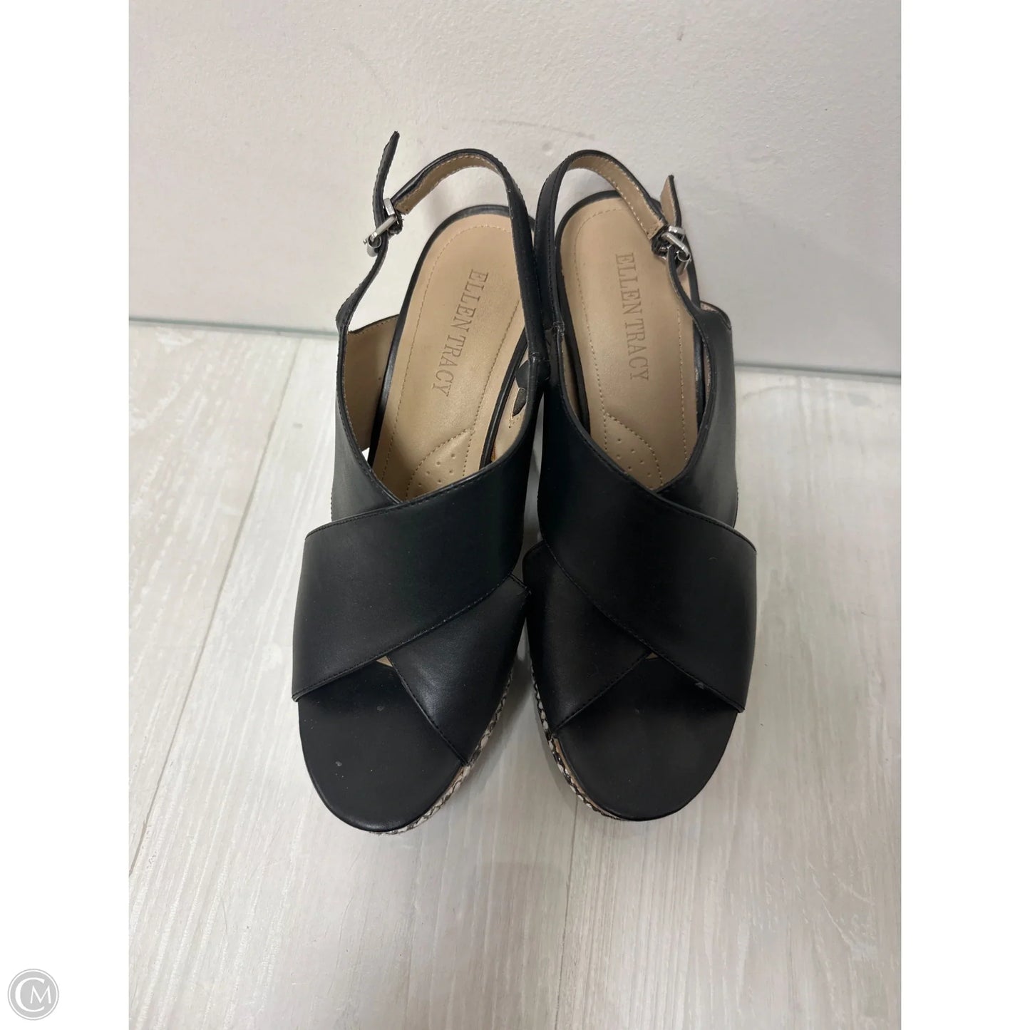 Sandals Heels Wedge By Ellen Tracy In Black, Size: 8.5