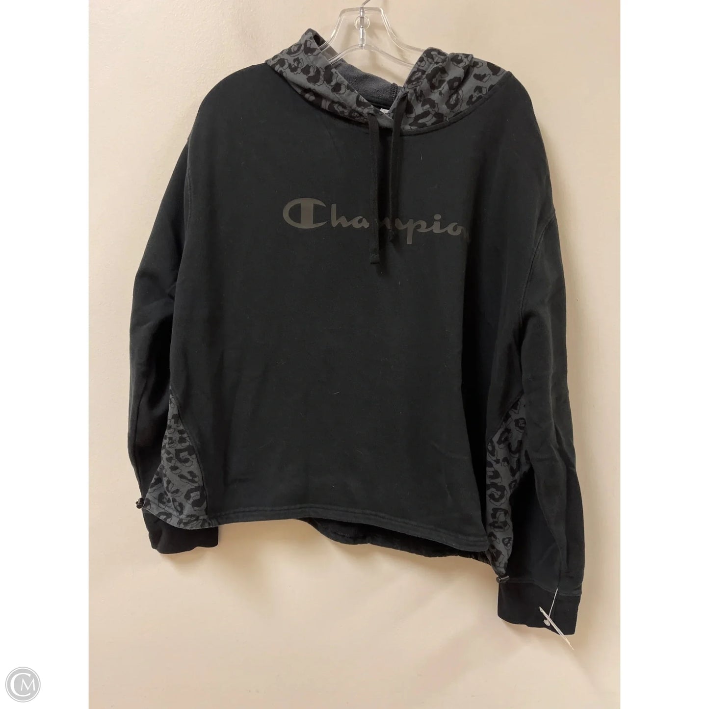 Sweatshirt Hoodie By Champion In Black, Size: 1x