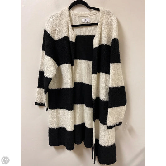 Sweater Cardigan By Elle In Black & White, Size: Xl