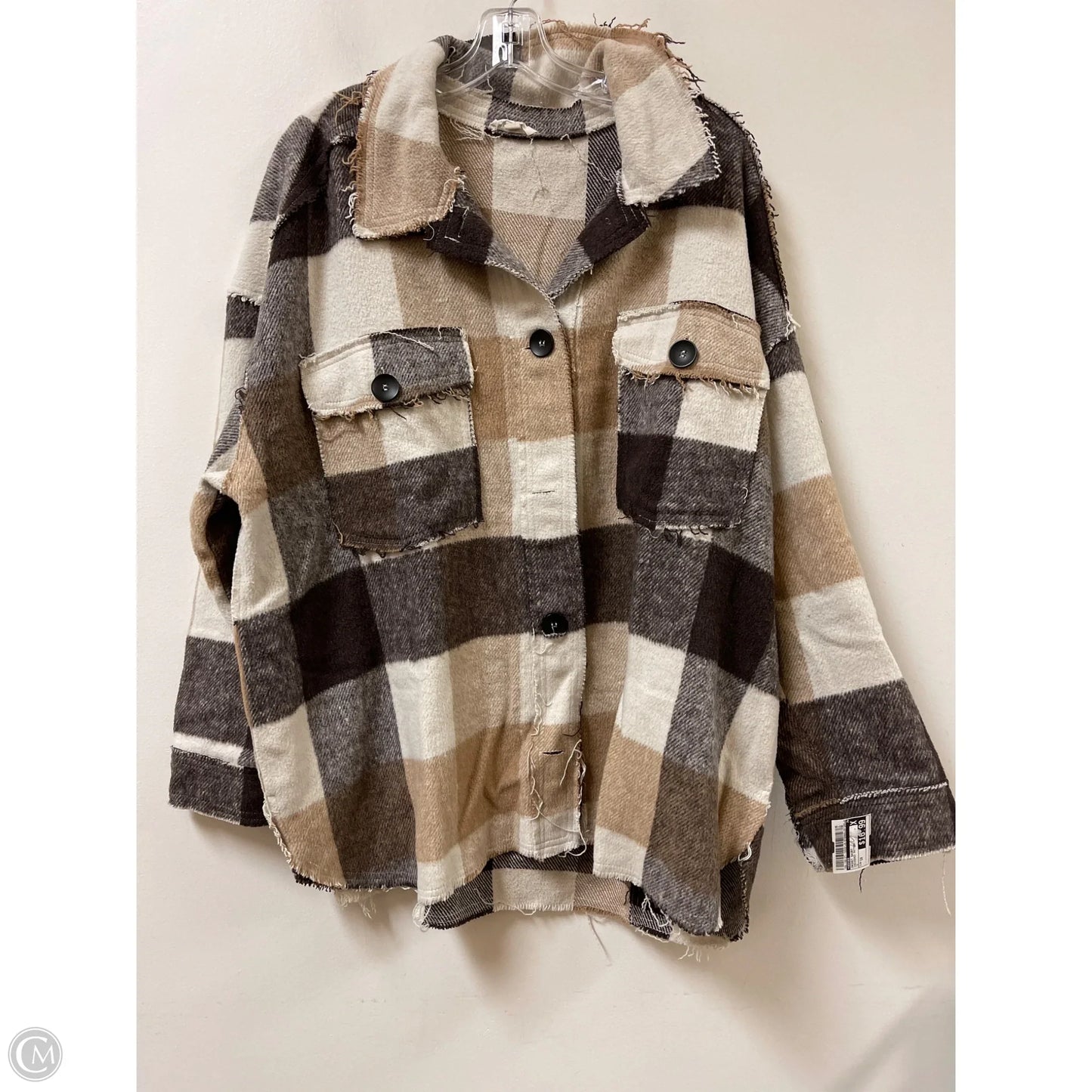 Jacket Shirt By Geegee In Checkered Pattern, Size: 1x