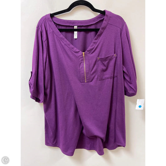 Top Short Sleeve By Perceptions In Purple, Size: 2x