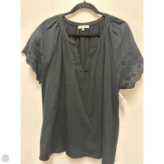 Top Short Sleeve By Angels In Black, Size: 1x