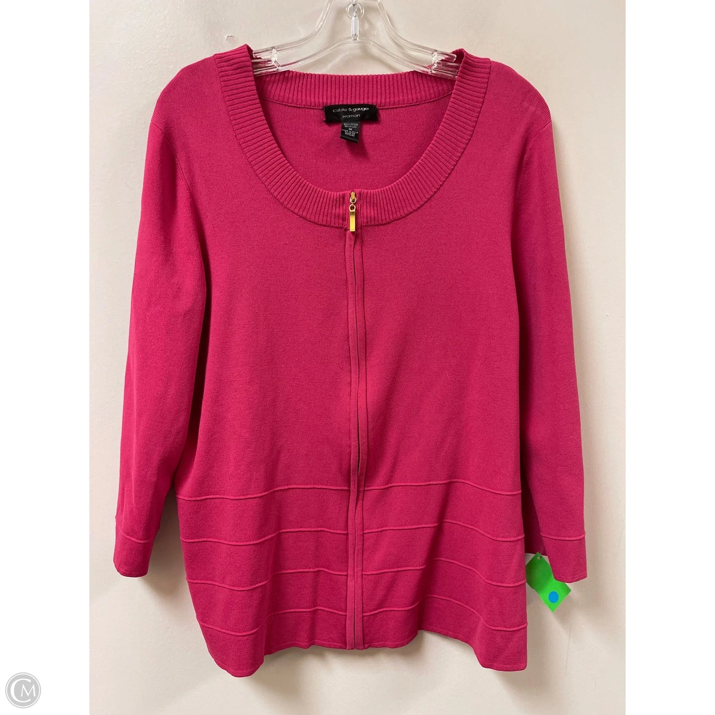 Sweater Cardigan By Cable And Gauge In Pink, Size: 1x