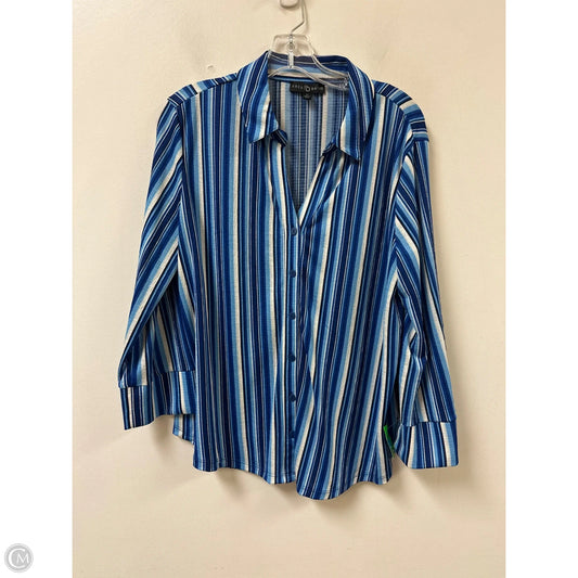 Blouse Long Sleeve By Fred David In Blue, Size: Xl