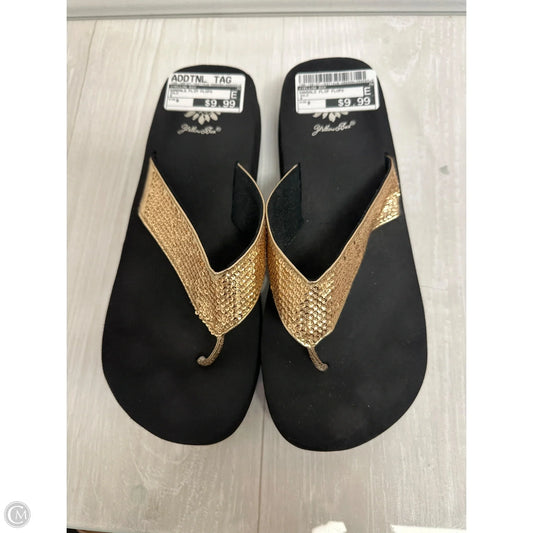 Sandals Flip Flops By Yellow Box In Gold, Size: 9