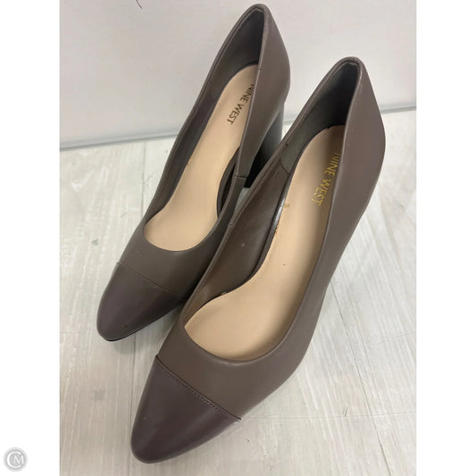 Sandals Heels Block By Nine West In Grey, Size: 10.5