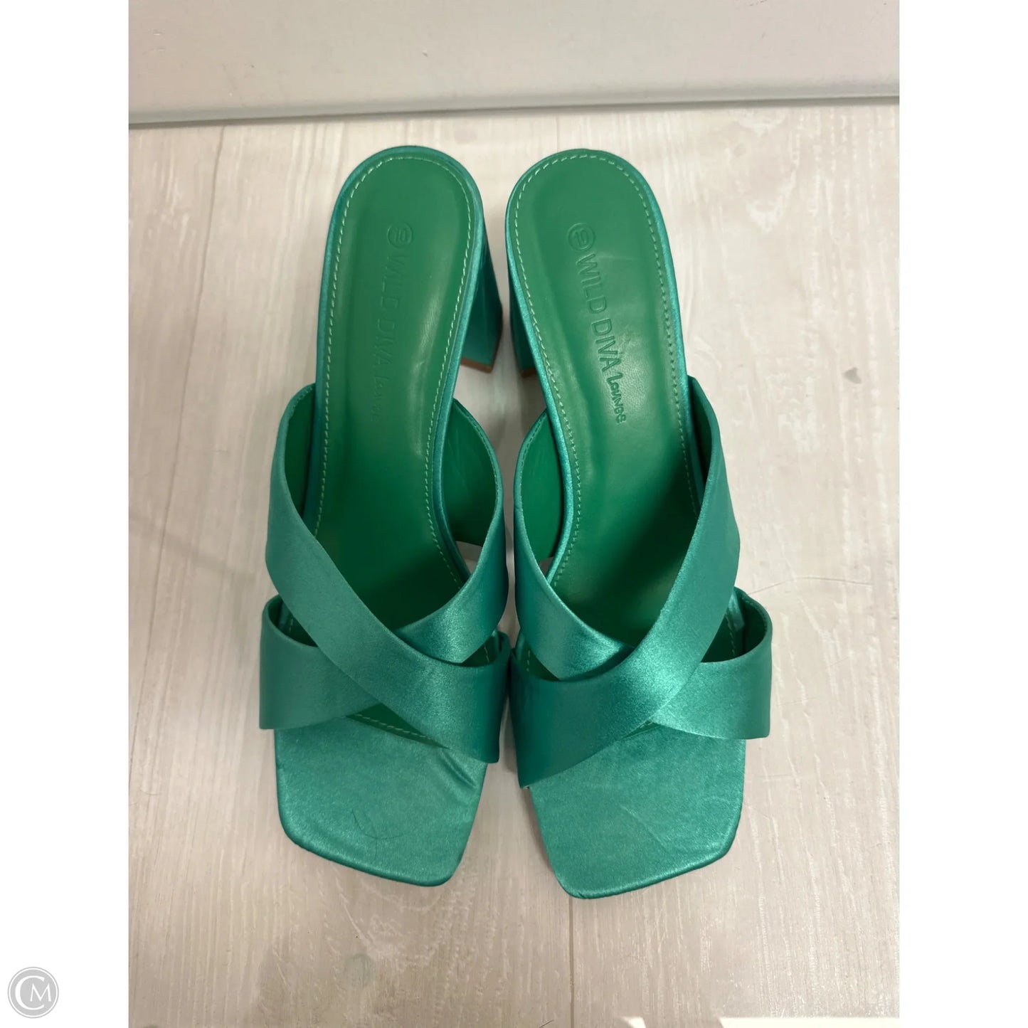 Sandals Heels Block By Wild Diva In Green, Size: 10