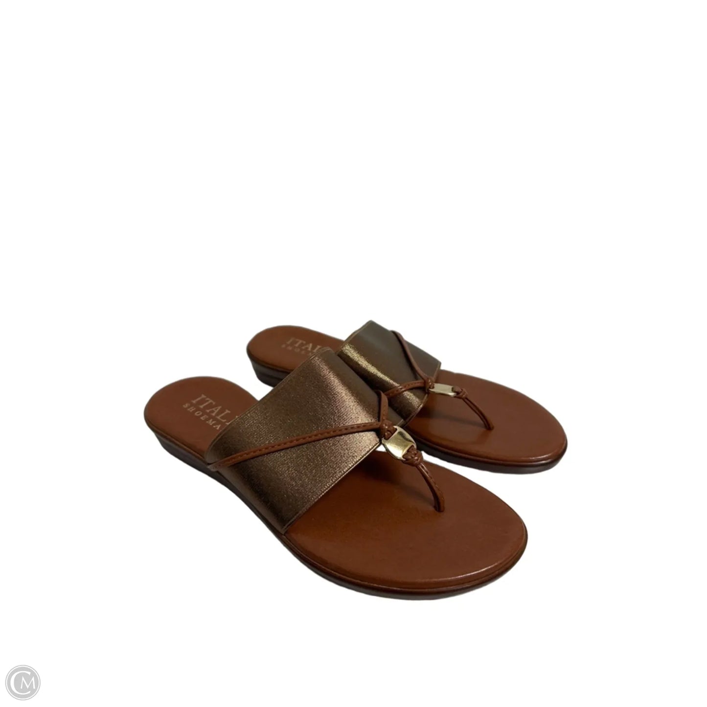 Sandals Flats By Italian Shoemakers In Bronze, Size: 6.5