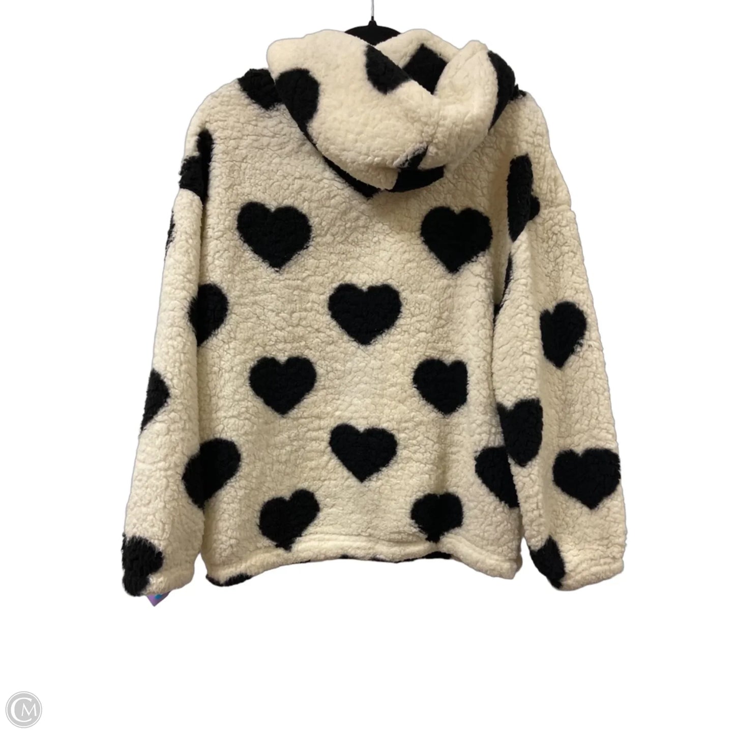 Sweatshirt Hoodie By Clothes Mentor In Black & Cream, Size: L