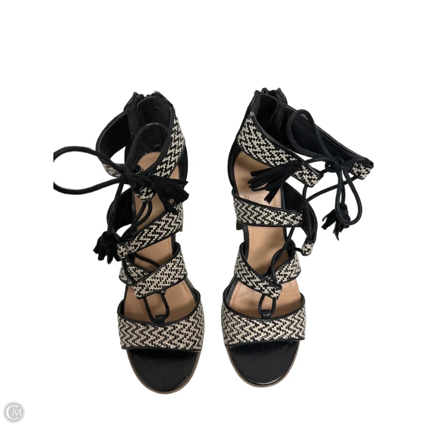 Sandals Heels Block By Indigo Rd In Black & Cream, Size: 8.5