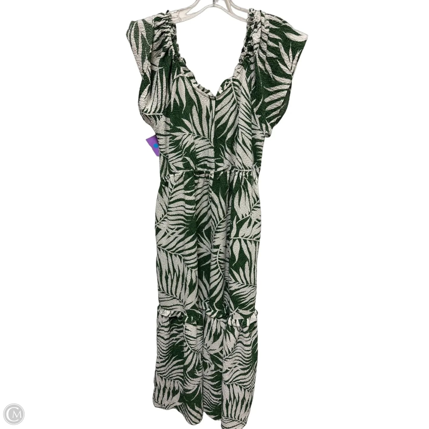 Dress Casual Midi By Sofia By Sofia Vergara In Green & White, Size: L