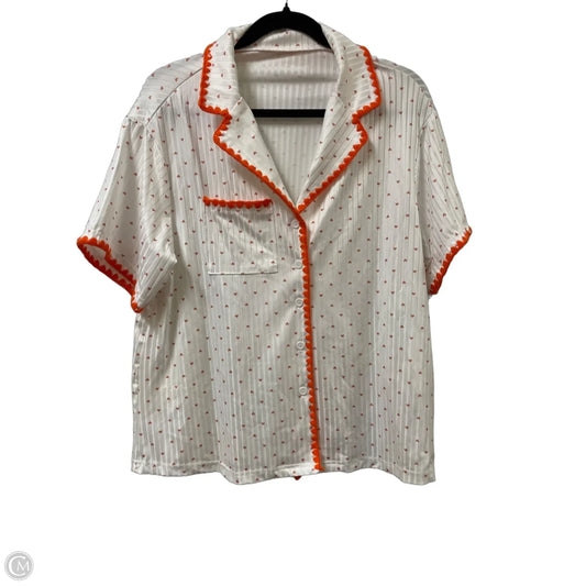 Blouse Short Sleeve By Clothes Mentor In Orange & White, Size: Xl