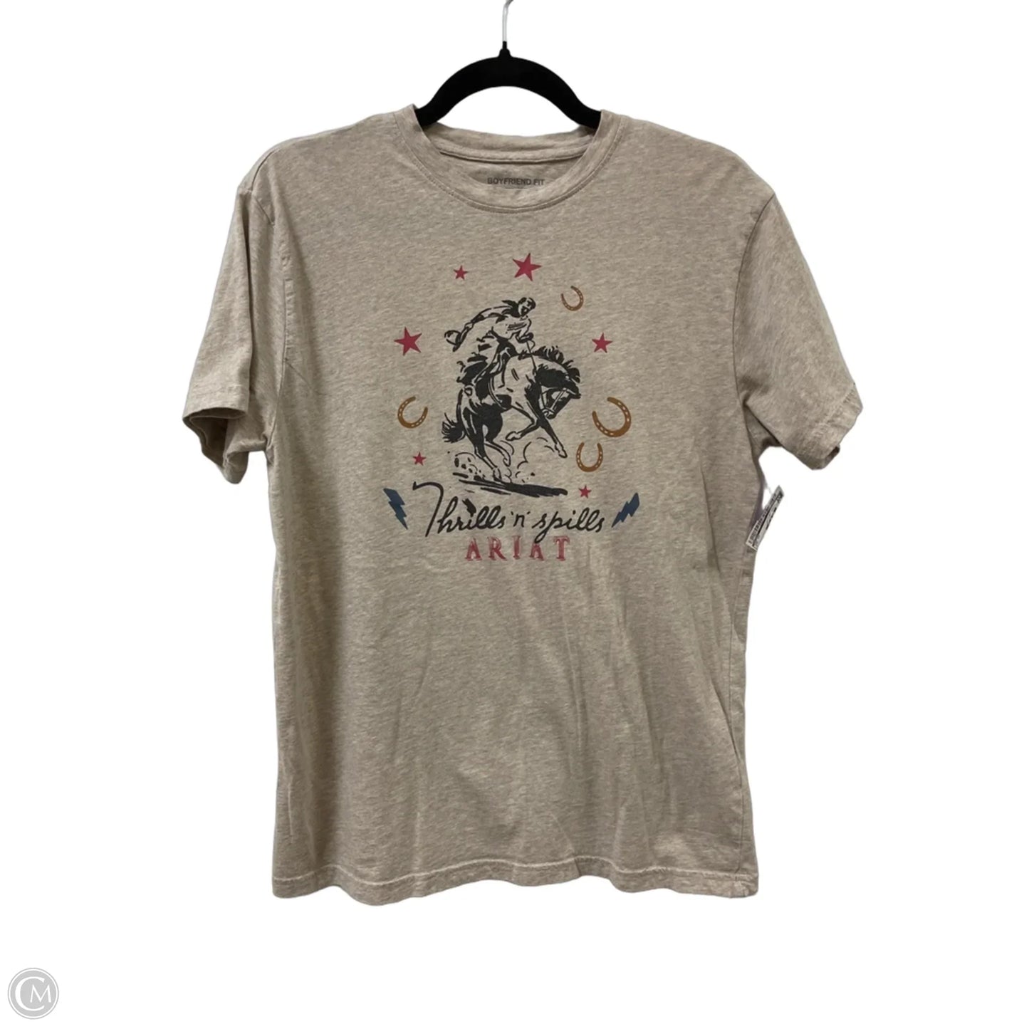 Top Short Sleeve By Ariat In Tan, Size: M