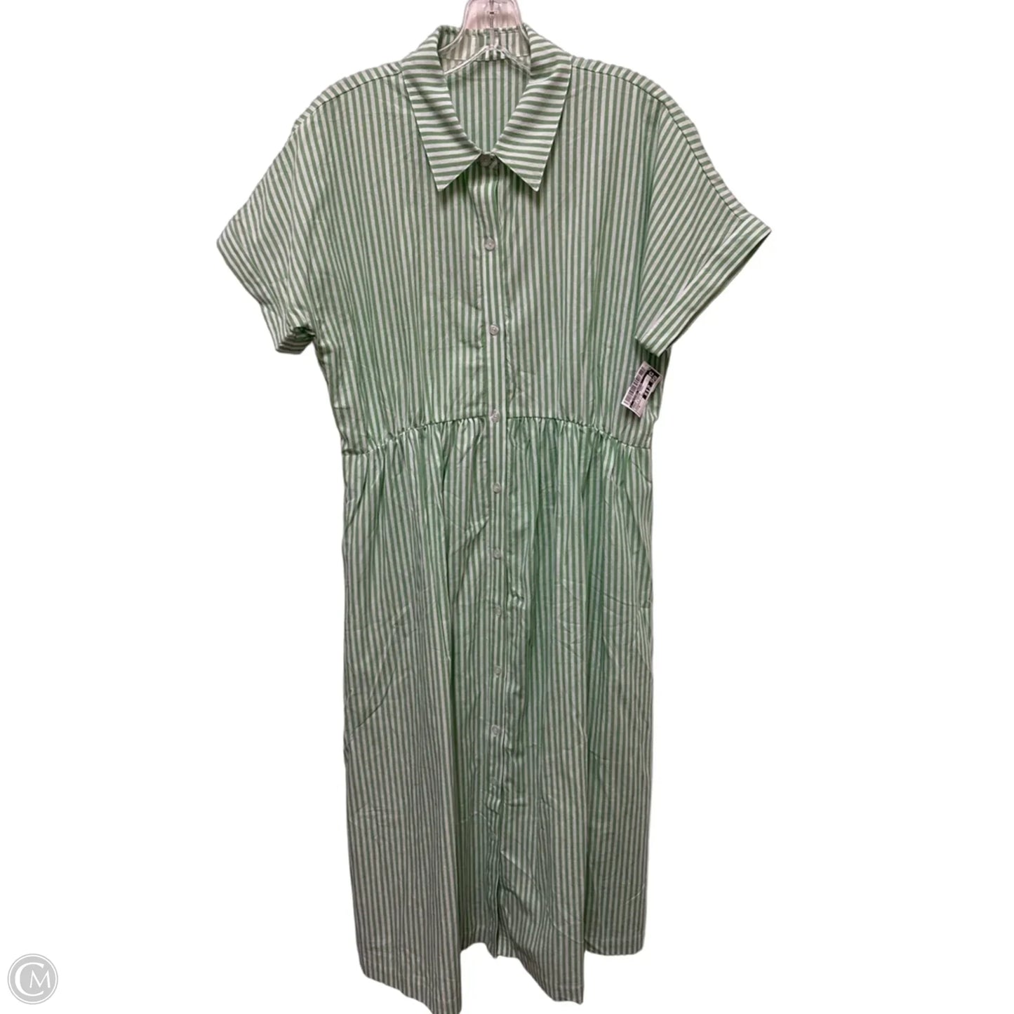 Dress Casual Midi By Clothes Mentor In Green & White, Size: M