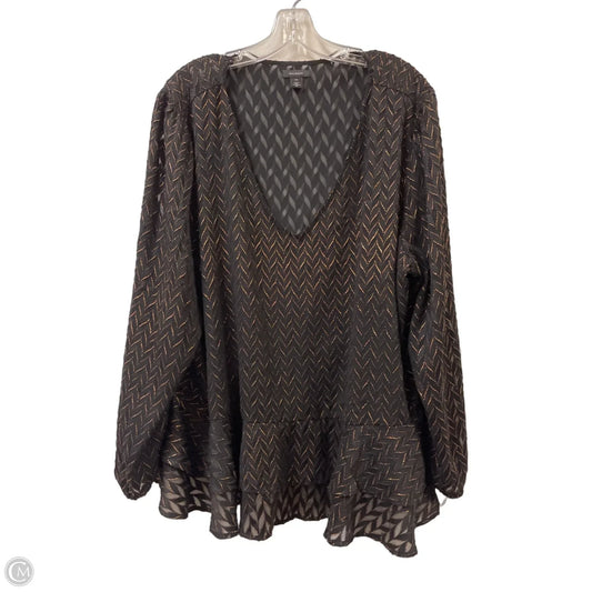 Top Long Sleeve By Halogen In Black, Size: 3x