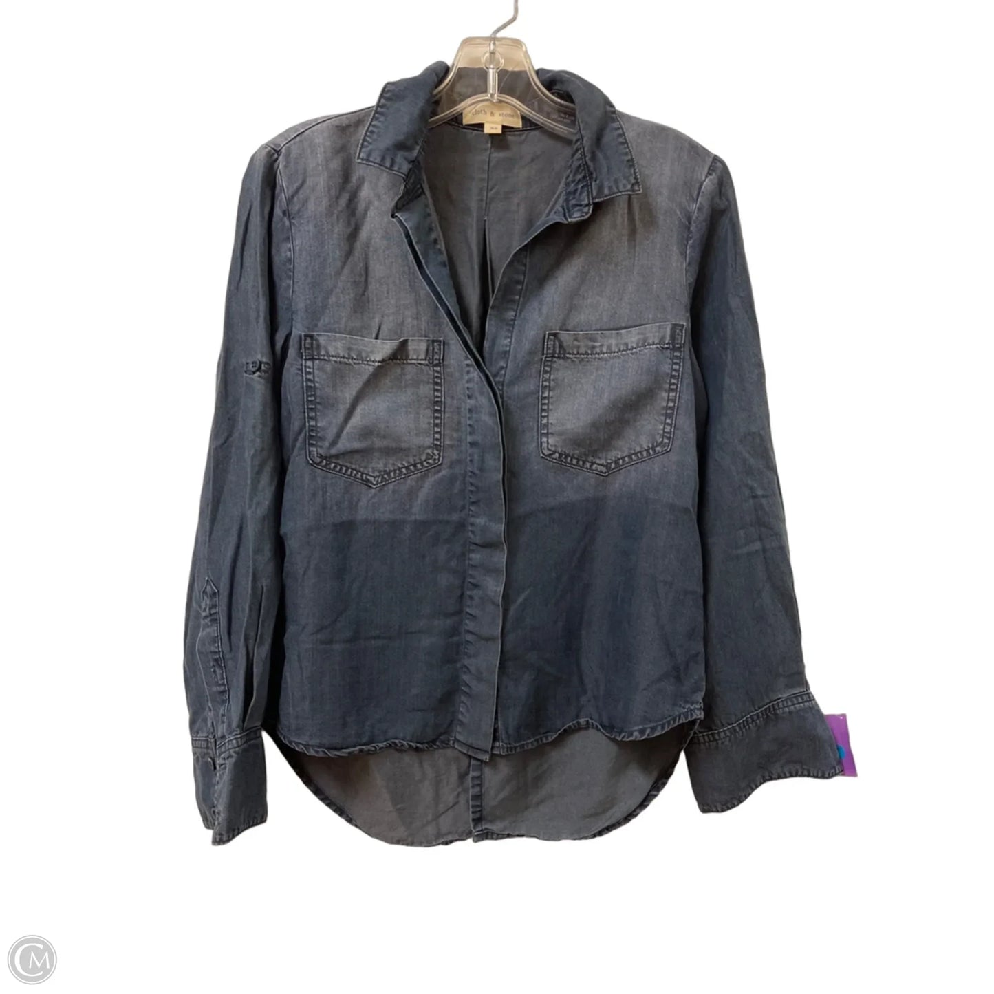 Blouse Long Sleeve By Cloth & Stone In Blue Denim, Size: Xs