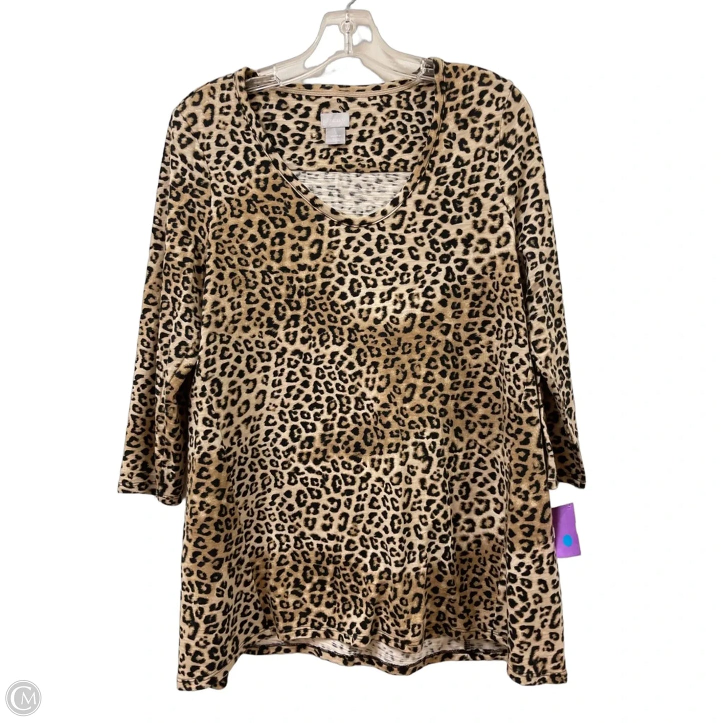 Top Long Sleeve By Chicos In Leopard Print, Size: M