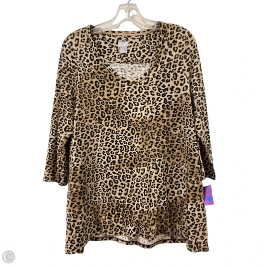Top Long Sleeve By Chicos In Leopard Print, Size: M