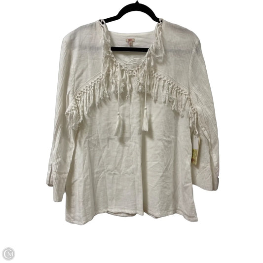 Top Long Sleeve By Reba In Cream, Size: Xl