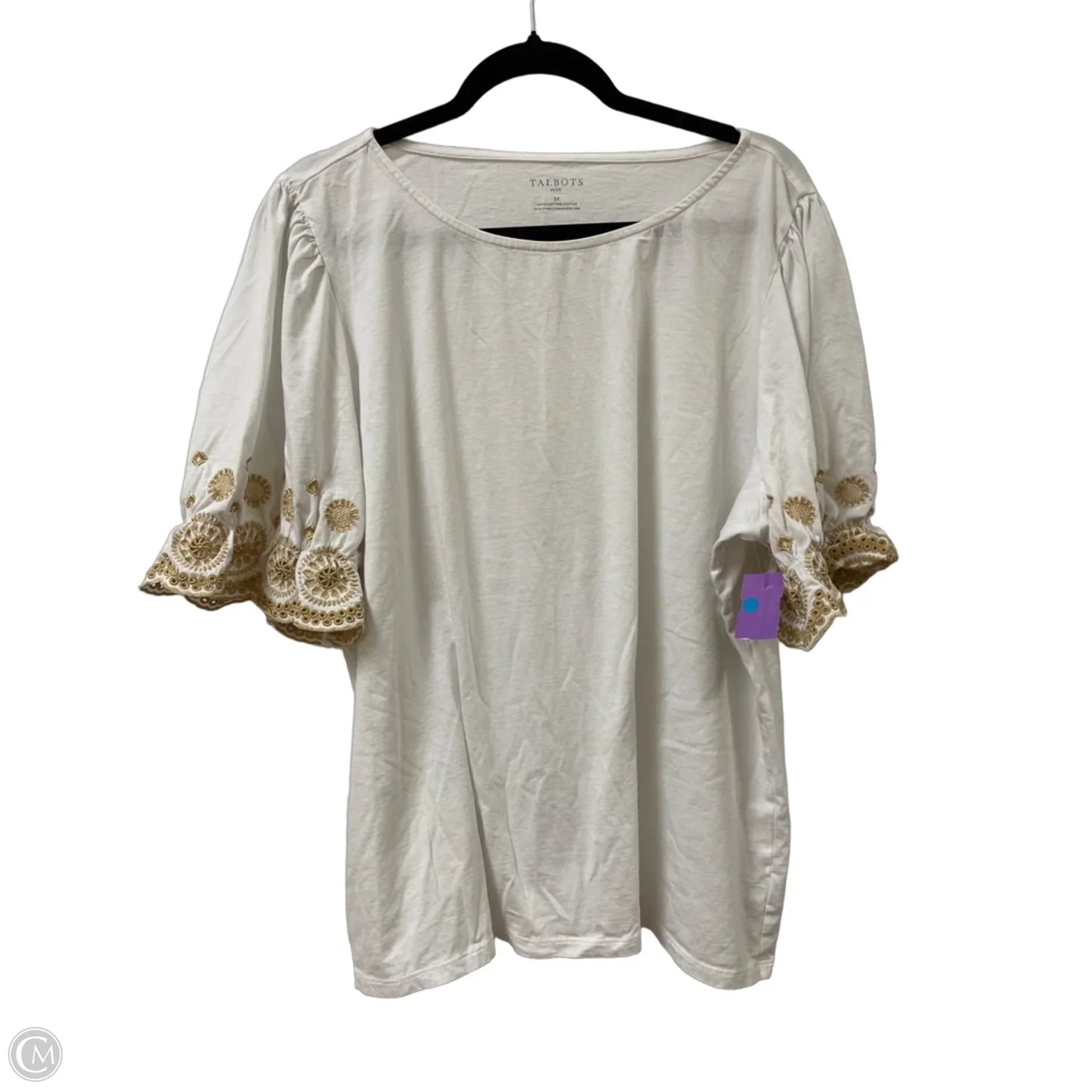Top Short Sleeve By Talbots In White, Size: 3x